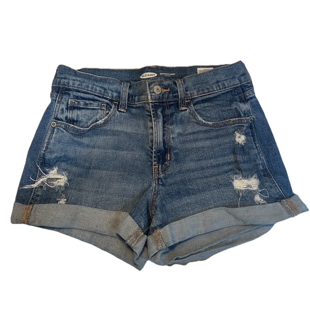 OLD NAVY Women's Denim Shorts Size 0 Boyfriend Style Distressed Mid Rise Y2K